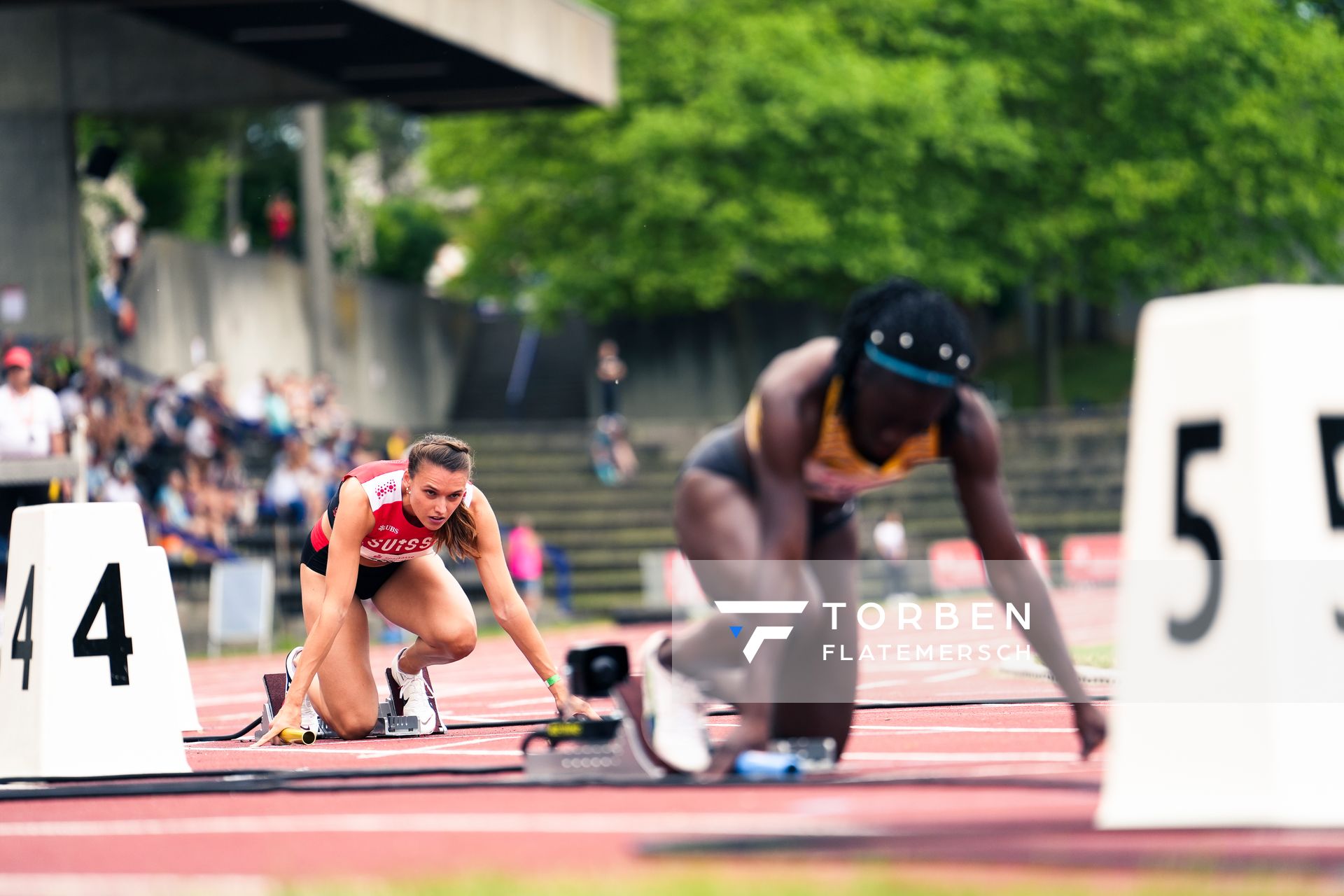 Riccarda Dietsche (SUI) ueber 4x100m am 03.06.2022 waehrend der Sparkassen Gala in Regensburg